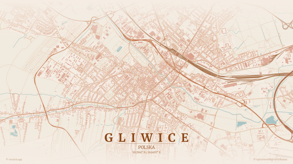 Catering Ciepłe Kluchy Mapa obszaru dostaw posiłków regeneracyjnych i cateringu - Gliwice i okolice